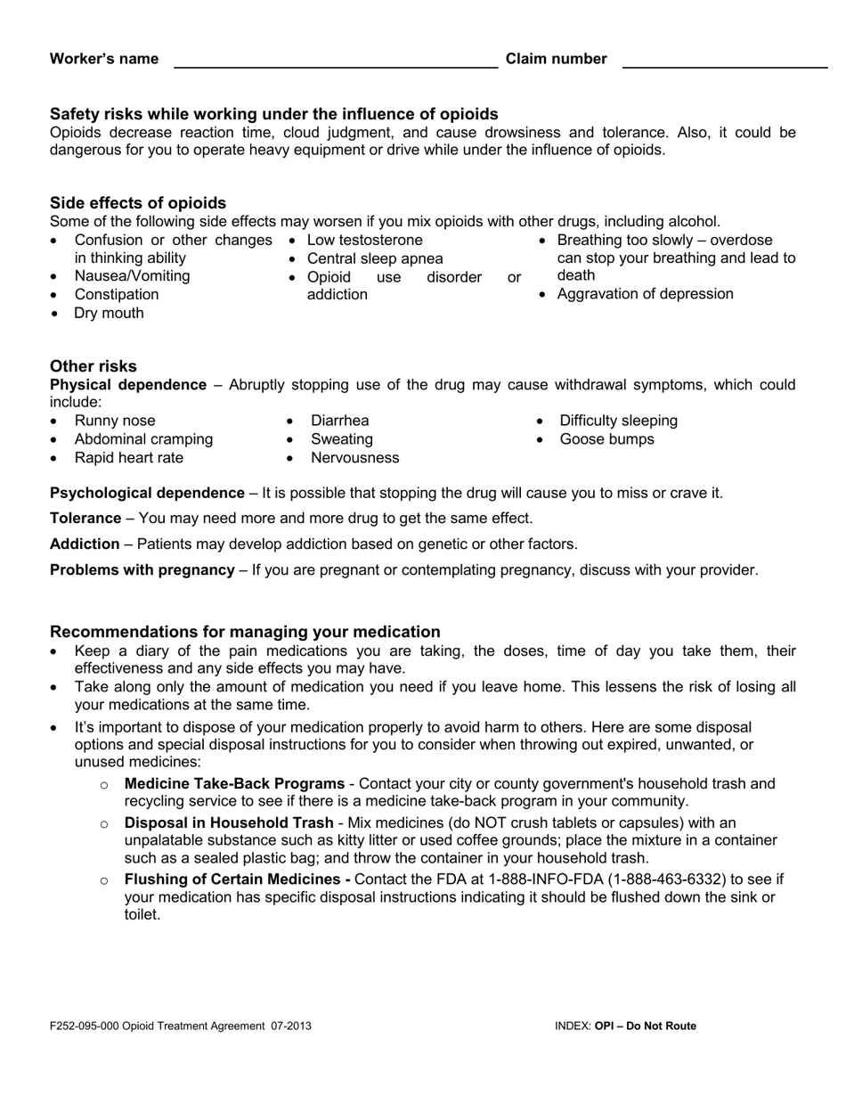 Form F252-095-000 Opioid Treatment Agreement - Washington, Page 2