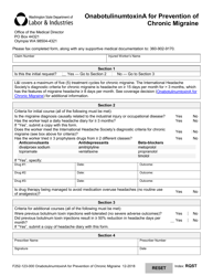 Document preview: Form F252-123-000 Onabotulinumtoxina for Prevention of Chronic Migraine - Washington