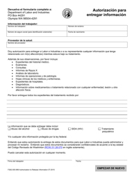 Document preview: Formulario F262-005-999 Autorizacion Para Entregar Informacion - Washington (Spanish)