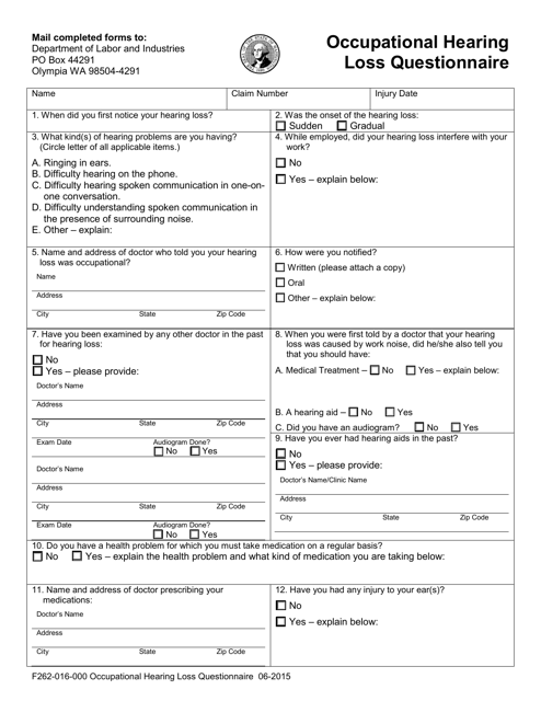 Form F262-016-000  Printable Pdf