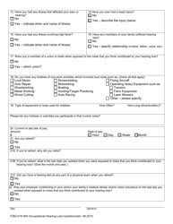 Form F262-016-000 Occupational Hearing Loss Questionnaire - Washington, Page 2