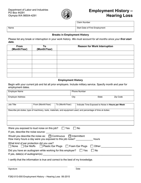 Form F262-013-000  Printable Pdf