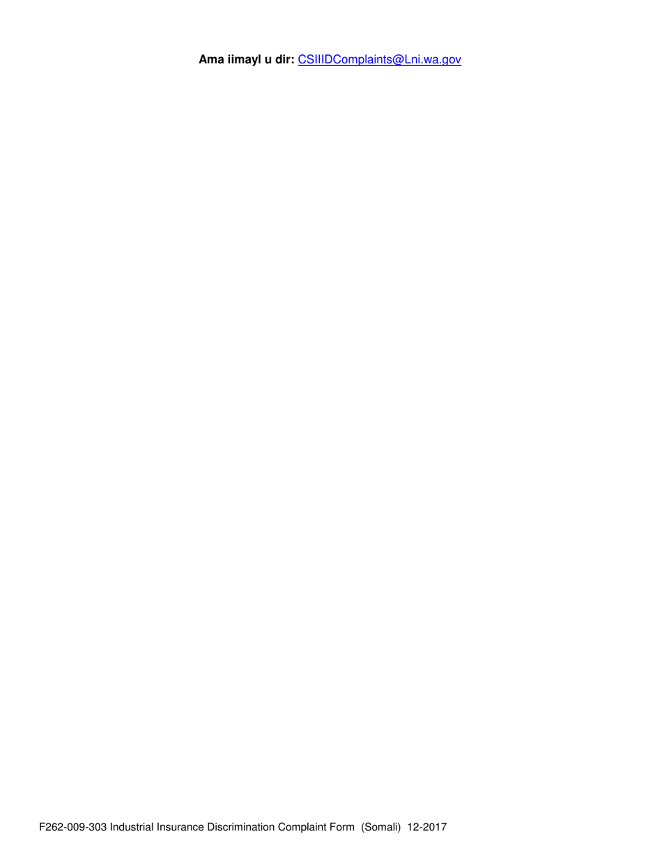 Form F262-009-303 Industrial Insurance Discrimination Complaint Form - Washington (Somali), Page 3