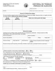 Document preview: Formulario F262-013-999 Historial De Trabajo Perdida De Audicion - Washington (Spanish)