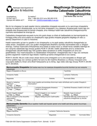 Document preview: Form F262-024-303 Claims Suppression Complaint Form - Washington (Somali)