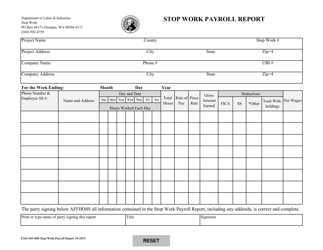 Document preview: Form F262-043-000 Stop Work Payroll Report - Washington