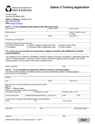 Document preview: Form F280-024-000 Option 2 Training Application - Washington