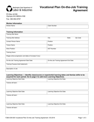 Form F280-039-000 Vocational Plan on-The-Job Training Agreement - Washington