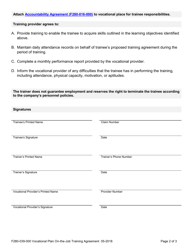 Form F280-039-000 Vocational Plan on-The-Job Training Agreement - Washington, Page 2