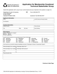 Form F280-049-000 Application for Membership Vocational Technical Stakeholder Group - Washington
