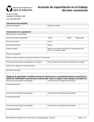 Formulario F280-039-999 Acuerdo De Capacitacion En El Trabajo Del Plan Vocacional - Washington (Spanish)