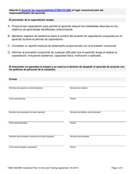 Formulario F280-039-999 Acuerdo De Capacitacion En El Trabajo Del Plan Vocacional - Washington (Spanish), Page 2