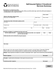 Form F280-064-000 Self-insurance Option 2 Vocational Services Summary - Washington