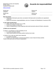 Document preview: Formulario F280-016-999 Acuerdo De Responsabilidad - Washington (Spanish)