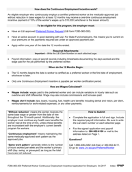Form F280-065-000 Preferred Worker Continuous Employment Incentive Application for Employers - Washington, Page 2