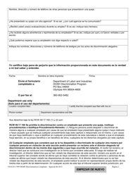 Formulario F416-011-999 Queja De Discriminacion De La Division De Seguridad Y Salud Ocupacional (Dosh, Por Sus Siglas En Ingles) - Washington (Spanish), Page 2