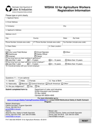 Form F417-263-000 Wisha 10 for Agriculture Workers Registration Information - Washington, Page 2