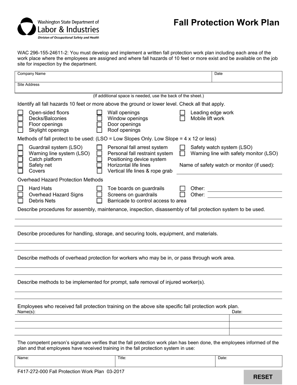 Form F20-20-20 Download Fillable PDF or Fill Online Fall Regarding Fall Protection Certification Template