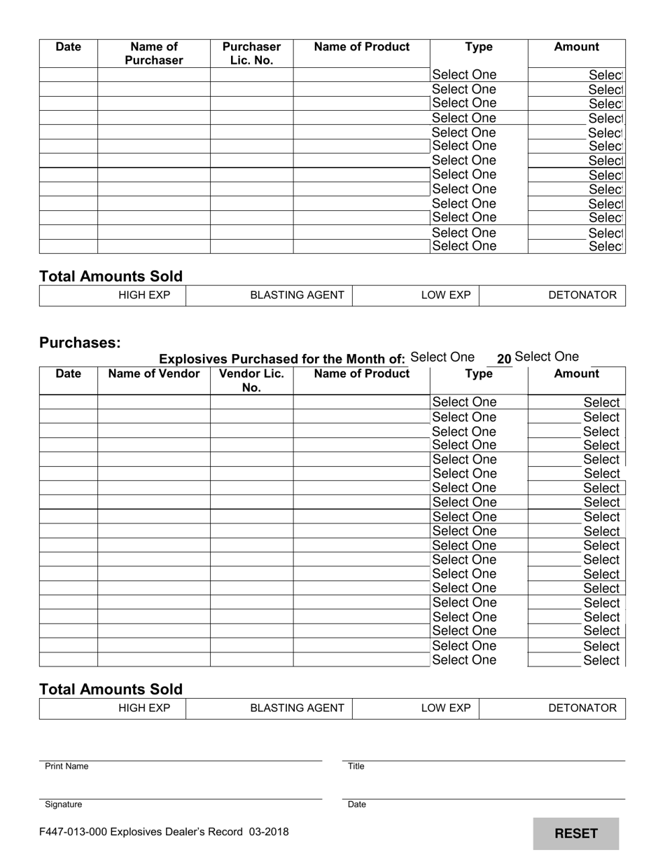 Form F447-013-000 - Fill Out, Sign Online and Download Fillable PDF ...