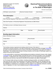 Form F500-019-000 Electrical/Telecommunications Contractor&#039;s Bond to the State of Washington - Washington