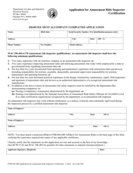 Form F500-065-000 Application for Amusement Ride Inspector Certification - Washington