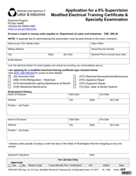 Form F500-097-000 Application for a 0% Supervision Modified Electrical Training Certificate &amp; Specialty Examination - Washington, Page 2