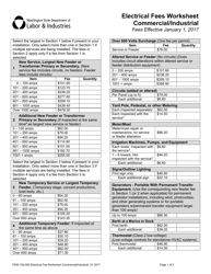 Form F500-130-000 Electrical Fees Worksheet Commercial/Industrial - Washington