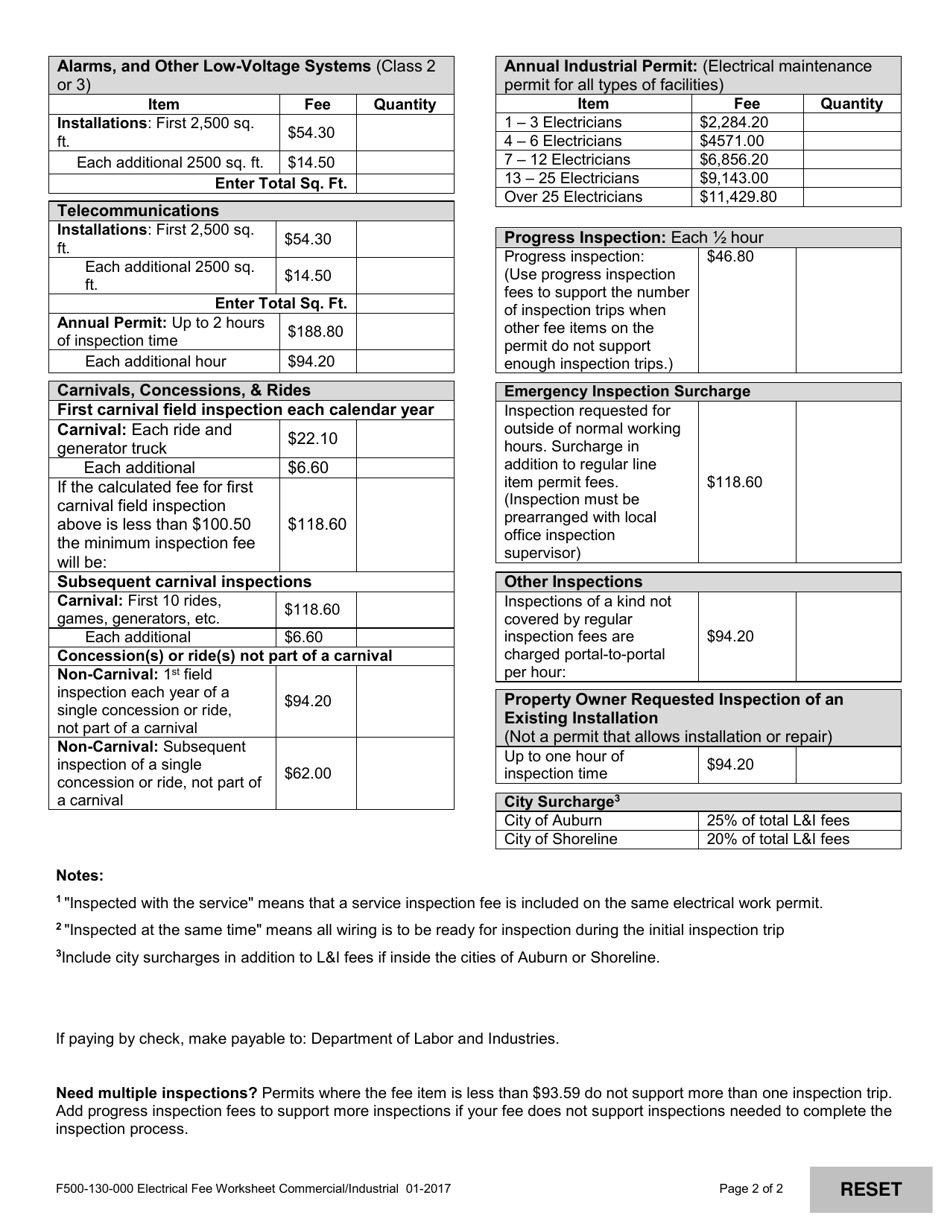 Form F500-093-000 Contractor Electrical Work Permit Application - Washington, Page 3