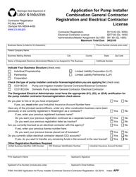 Form F500-104-000 Application for Pump Installer Combination General Contractor Registration and Electrical Contractor License - Washington, Page 3