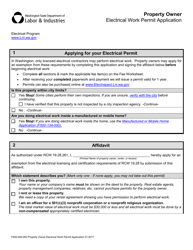 Document preview: Form F500-094-000 Property Owner Electrical Work Permit Application - Washington