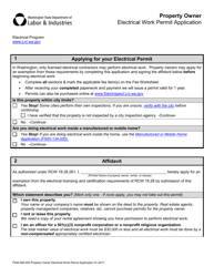 Form F500-094-000 Property Owner Electrical Work Permit Application - Washington