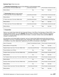 Form F503-008-000 Application for Telecommunications Contractor&#039;s License - Washington, Page 4