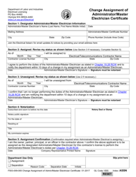 Form F503-009-000 Change Assignment of Administrator/Master Electrician Certificate - Washington, Page 2