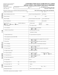 Document preview: Form F621-001-000 Construction Elevator Installation Application and Inspection Data Report - Washington
