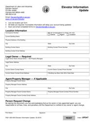 Document preview: Form F621-050-000 Elevator Information Update - Washington