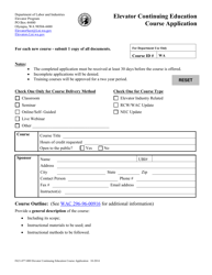 Form F621-077-000 Elevator Continuing Education Course Application - Washington