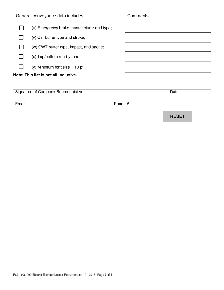Form F621-108-000 Electric Elevator Layout Requirements - Washington, Page 3