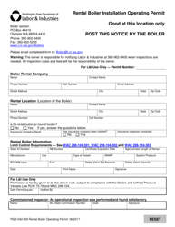 Document preview: Form F620-042-000 Rental Boiler Installation Operating Permit - Washington