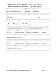 Form F621-086-000 New/Update Elevator Company Primary Point of Contact - Washington, Page 2