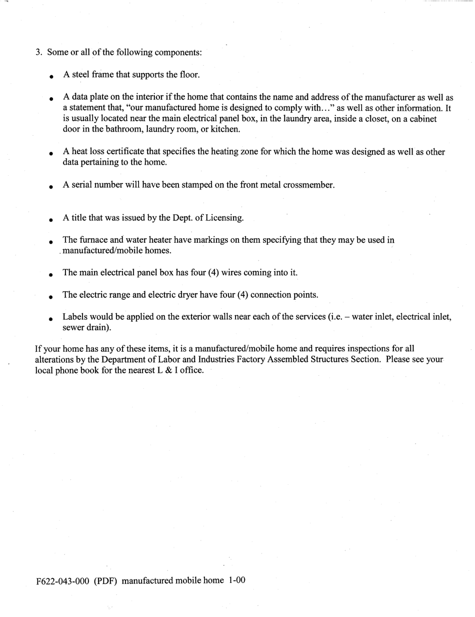 Form F622-043-000 Is It a Manufactured / Mobile Home? - Washington, Page 2
