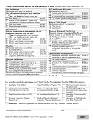 Form F622-036-000 Manufactured/Mobile Home Permit Application - Washington, Page 2