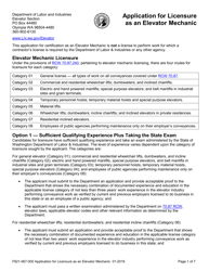 Form F621-067-000 Application for Licensure as an Elevator Mechanic - Washington