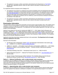 Form F621-067-000 Application for Licensure as an Elevator Mechanic - Washington, Page 2
