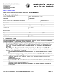 Form F621-067-000 Application for Licensure as an Elevator Mechanic - Washington, Page 4