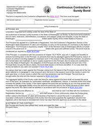 Document preview: Form F625-003-000 Continuous Contractor's Surety Bond - Washington