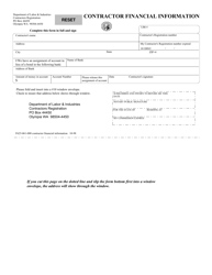 Document preview: Form F625-061-000 Contractor Financial Information - Washington