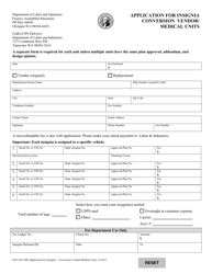 Form F623-021-000 Application for Insignia Conversion Vendor/ Medical Units - Washington