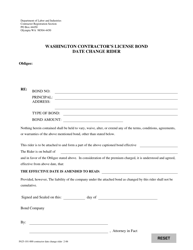 Document preview: Form F625-101-000 Washington Contractor's License Bond - Date Change Rider - Washington