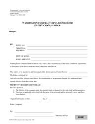 Document preview: Form F625-103-000 Washington Contractor's License Bond - Entity Change Rider - Washington