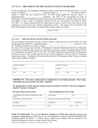 Form F625-011-000 Reassignment of Savings Account or Time Deposit - Washington, Page 2